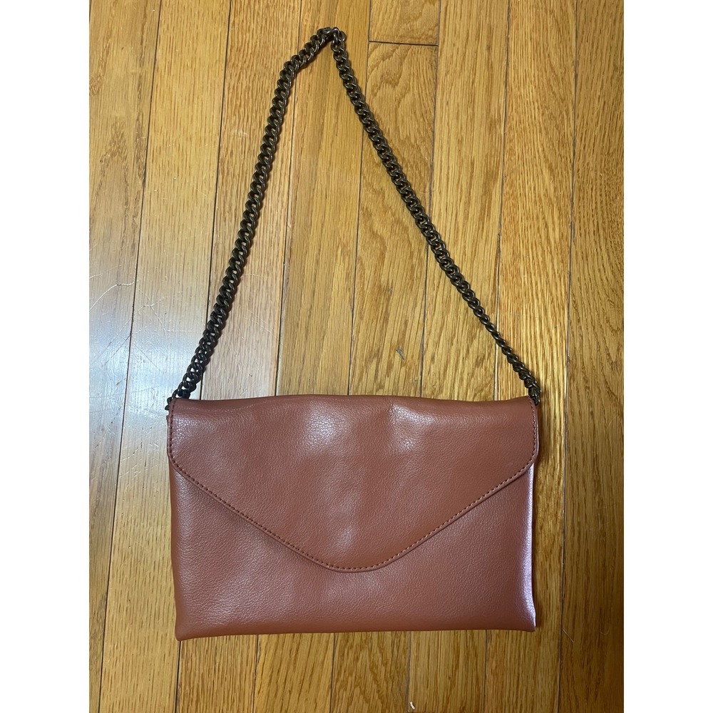 J.Crew Saddle Brown Leather Envelope Clutch Crossbody Bag B1835